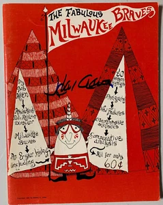 Henry HANK AARON Firmado 1961 Fabuloso Milwaukee Braves Año Programa Revista JSA - Imagen 1 de 3