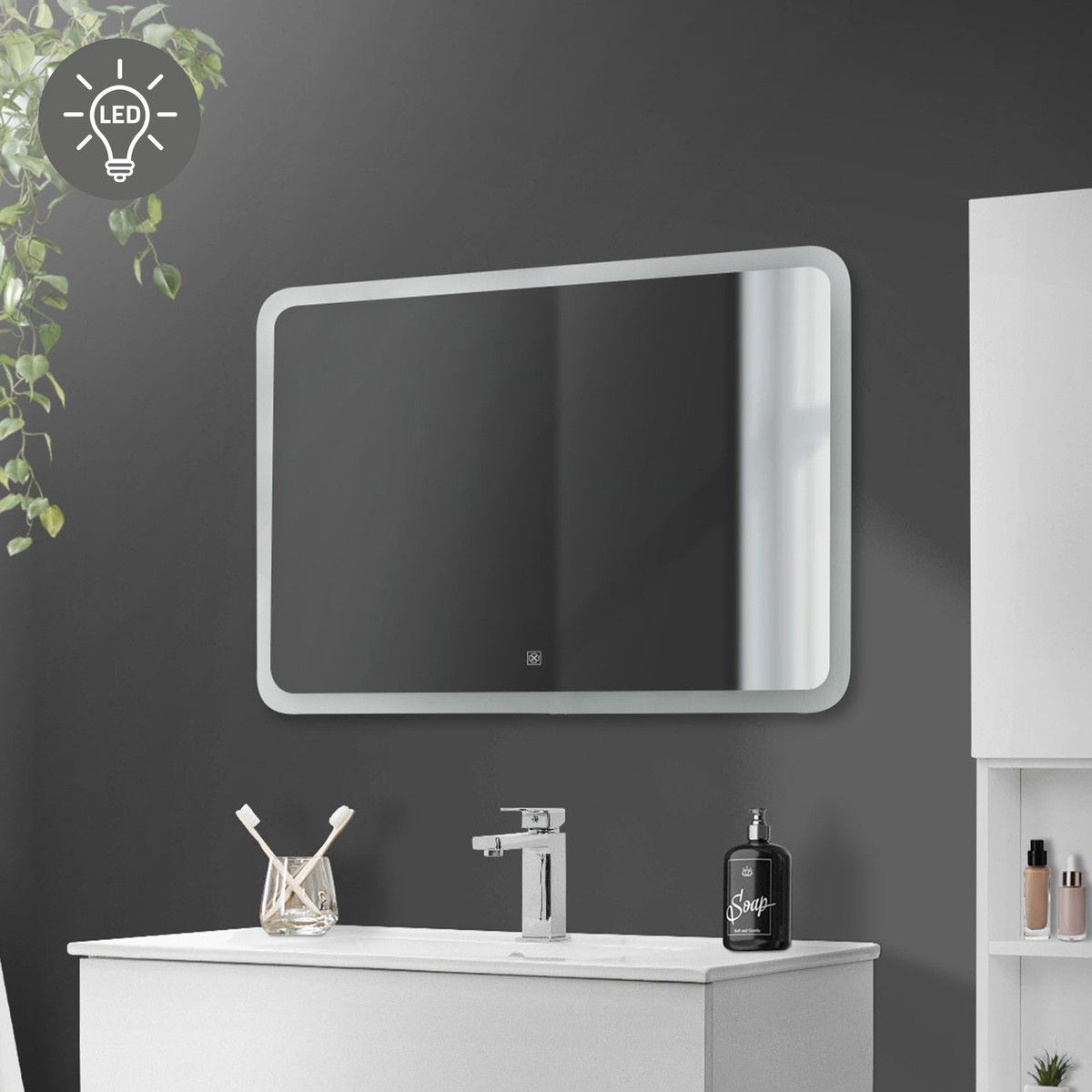 Specchio Contenitore Per Bagno Vicco Mila - Bianco 55x45 Cm Con Ante E Ripiani - Foto 13