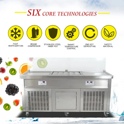 Kolice 21" sartenes cuadradas dobles máquina de helados fritos - tanque refrigerado 10 piezas Foto 1 de 4