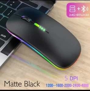 Tablet Phone Computer Bluetooth Wireless Mouse Charging Luminous 2.4G USB Wirele - Picture 1 of 4