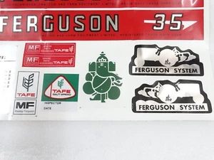 Bonnet Decal Emblem Sticker Kit Set For Massey Ferguson 35 Tractor #10-4 - Picture 1 of 9