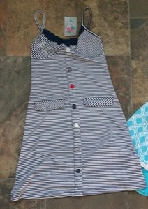 NWT Flowers by Zoe Dress Sz M 10 Navy Blue White Stripe Skull & Bones Anchor - Picture 1 of 1