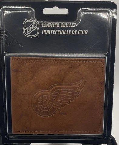 Detroit Red Wings Leather Wallet, Engraved Red Wings Logo, Bi- Fold, NIP Cover