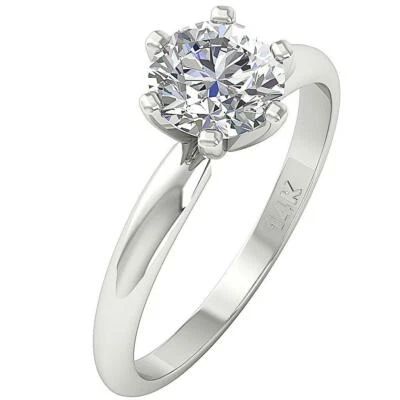 I1 H 1.50 Ct Natural Solitaire Diamond Anniversary Ring Prong Set 14K Solid Gold - Image 1 of 4