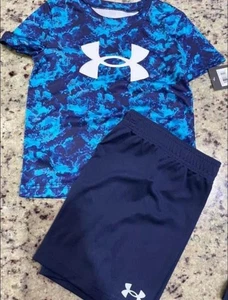 Under Armour Boys Short Set NWT Size 6 Blue - Picture 1 of 1