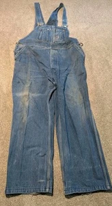 Big Smith Overalls Mens 44x30 (44x28) Denim Vintage Work Workwear Bib Suspenders - Picture 1 of 23