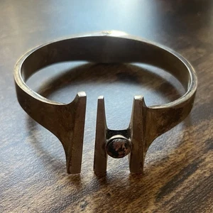 Vintage Taxco Mexico CF Sterling Silver Modernist Bracelet w/ Jasper Stone 925  - Picture 1 of 4