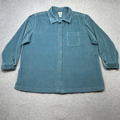 LL Bean Comfort Corduroy Relaxed Shirt 2X Blue Overshirt Casual Layer Utility - Image 1 of 4