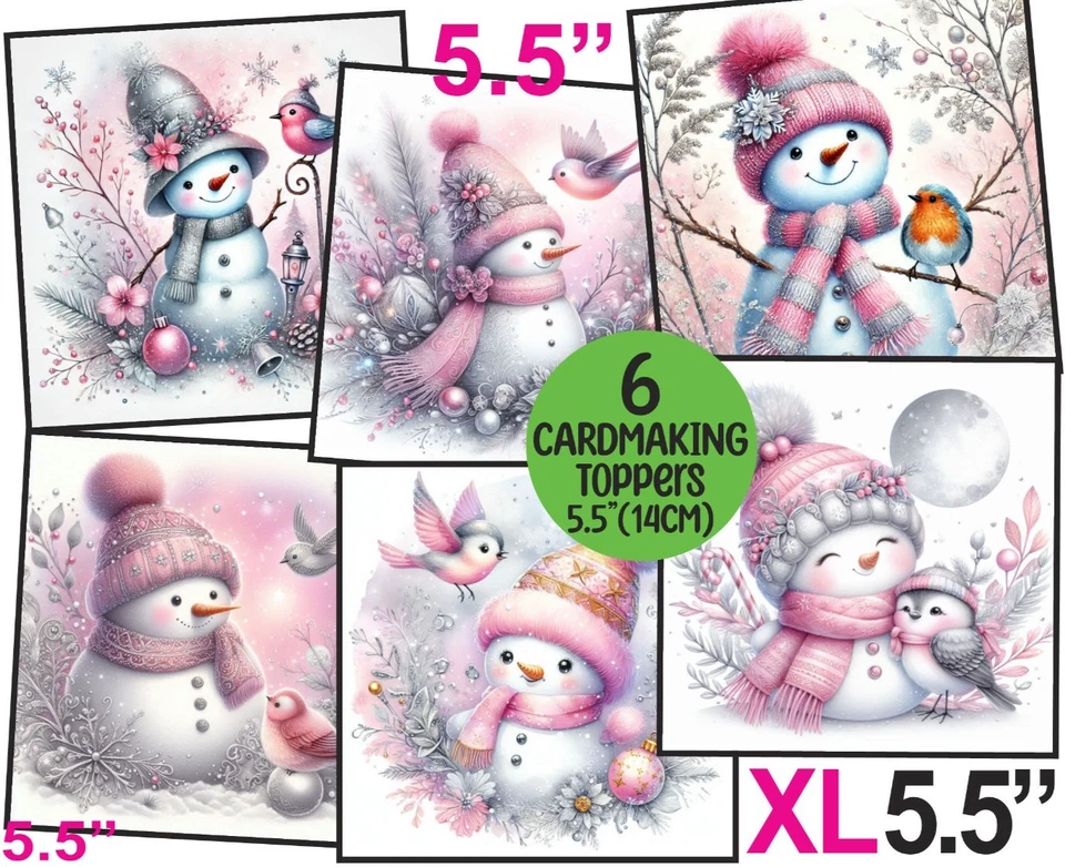 WEDDING WISHES UK 6 XL Card Toppers 5.5" Christmas Snowman CRAFTS/TAGS/CARDMAKING/SCRAPBOOKING