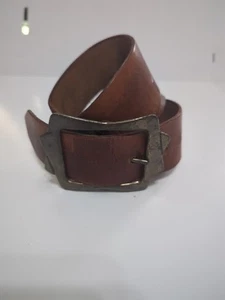 CINTURA VINTAGE PELLE MARRONE ARTIGIANALE donna in rilievo taglia media - Foto 1 di 14