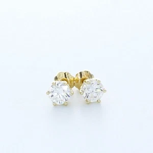 Tachuelas clásicas de oro amarillo con diamantes certificados naturales corte redondo F VS2 0,77 ctw - Imagen 1 de 10
