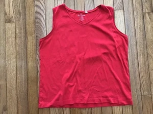 Chicos Shirt Womens Size 2 Red Cotton V-Neck Knit Sleeveless Tank Top - Picture 1 of 5
