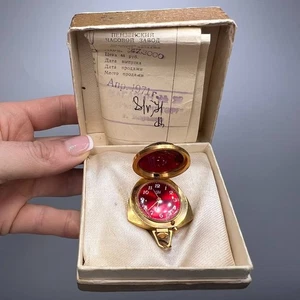 Reloj colgante Zaria vintage coleccionable URSS para mujer joyería dorado AU5 pasaporte - Imagen 1 de 7
