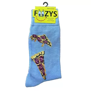 NUEVO CON ETIQUETAS Foozys Azul Claro Queso Pepperoni Pizza Patrón Doble Longitud Calcetines Talla Única - Imagen 1 de 4