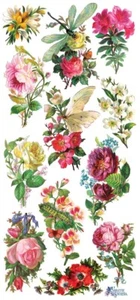 VIOLETTE STICKER - DRAGONFLY ROSES - 8" x 3 3/4" (20cm x 9cm) - Picture 1 of 1