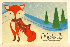 Michaels Crafts Red Fox in a Scarf Snowy Forest Woods Holiday 2013 Gift Card - Picture 1 of 1