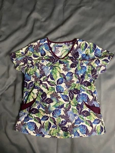 UA Scrubs Scrub Top Womens Sz Small Fall Leaf Print Short Sleeve NO TAGS SEE PIC - Picture 1 of 5