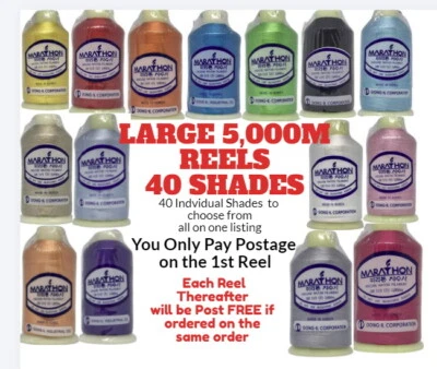 Marathon Embroidery Machine Thread LARGE 5000m Spools fits Brother Janome etc - Image 1 of 2