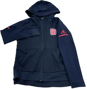 NC State Wolfpack Jacket Women Medium Black Windbreaker Track Adidas Performance - Picture 1 of 12