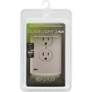 SnapPower GuideLight 2 PLUS 1-Gang Duplex Outlet Wall Plate, White O1GL-XWH-SP20 - Picture 1 of 1