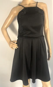 B Darlin Black Embroidered Sequin Halter Strap Cocktail Mini Dress Juniors 11/12 - Picture 1 of 7