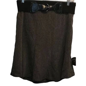 Dressbarn Damen Rock angenähter breiter Gürtel strukturiert grau knielang 14 Petite - Bild 1 von 5
