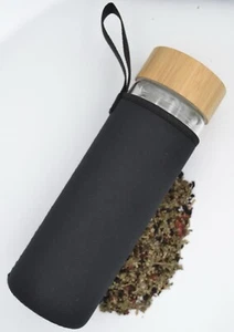 Double Walled Glass Infuser Bottle With Insulating Sleeve For Tea Or Fruit Water - Picture 1 of 4