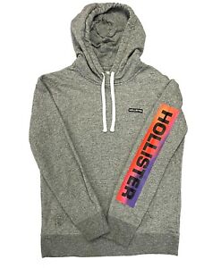 Hollister California Men's Hoodie Gray W/Logo on Front Back and Arm Size Small