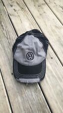 Volkswagen VW Embroidered Logo Hat Thick Stitch Black Gray Adjustable distress