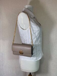 NEW Tory Burch Gray Heron Chelsea Chain Pouch - $228
