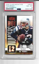 2006 Flair Showcase Hot Numbers Tom Brady #HN24 PSA 8