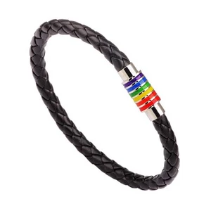 Gay Pride Leather Bracelet  - Picture 1 of 2