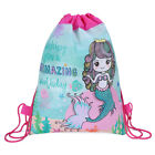 Mermaid Non-Woven Bag Backpack Kids Travel School Decor Drawstring Gift Ba-Lm