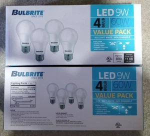 Bulbrite 8pc LED - 9W - A19 Soft White - Non Dimmable Bulbs *BUNDLE* - Picture 1 of 4