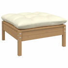 Garden Footstool With  Cushion Honey Brown Solid Pinewood C7v5