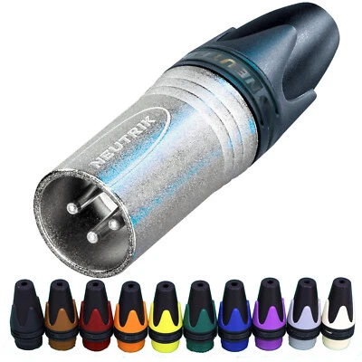 Male XLR NC3MXX Neutrik Connector 3 Pin In Line Nickel Plug Boot Colours