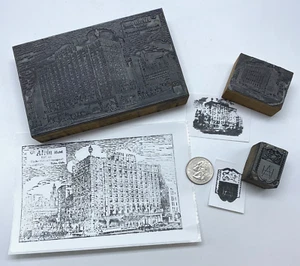 3 Vintage Alvin Hotel Tulsa Newspaper Advertising Letterpress Block Print Stamps - Picture 1 of 12