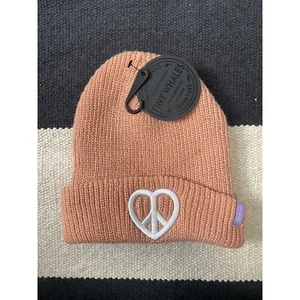 NWT Tiny Whales Peace And Love Heart Beanie Dusty Rose Pink Knit Todder 2-6 - Picture 1 of 4
