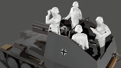 WWII German Army 15cm Self Propelled Gun Crew - 5 Figure Set - Image 1 of 4