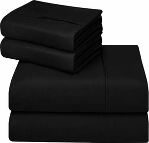 Royal Hotel's 1000TC Egyptian Cotton Sheet/Fitted/Flat Black Solid AU~SG/DB/SK/Q - Picture 1 of 1