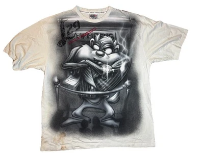 Y2K Lote 29 Pintura en Aerosol Diablo Tasmania Gráfico de Calle Talla 3XL Taz Looney Foto 1 de 4