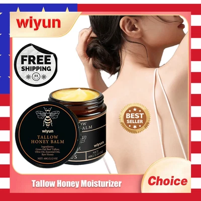 Organic Grass-Fed Beef Tallow Balm with Raw Honey - Unscented Skin Moisturizer - Image 1 of 4