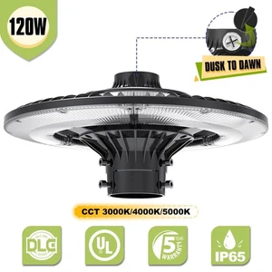 120W LED Post Top Light Circular Area Pole Light Dusk to Dawn 3000K/4000K/5000K - Picture 1 of 13