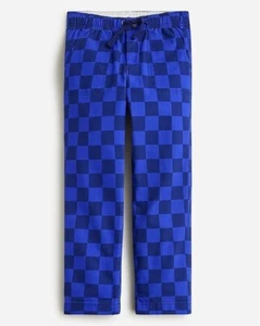 New Crewcuts Boys Chino Dock Pants Sz 14 Blue Checker Cotton Elastic Waist - Picture 1 of 3
