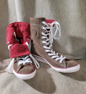 RARA Converse Donna Taglia 9 ** Chuck Taylor Hi-Brown Boot Sneaker ** Tacco Zeppa - Foto 1 di 9