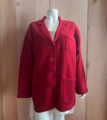 水晶神户羊毛毛衣外套纽扣大号红色带口袋 — 第 1/4 张图片