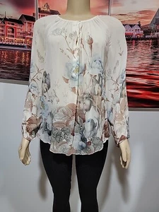 Camicetta tunica top donna Massimo Dutti seta floreale US 8 #C - Foto 1 di 9