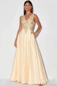 NWT Lulu’s Exclusive My Lover Champagne Embroidered Lace Elegant Dress Size S - Picture 1 of 5
