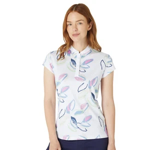 Callaway Ladies Cap Sleeve Golf Polo with Linear Petal Design in White - Picture 1 of 5