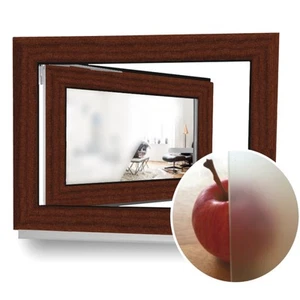 JeCo Kellerfenster Kunststoff Fenster weiß Mahagoni Braun 3-Fach 60 mm Milchglas - Bild 1 von 8